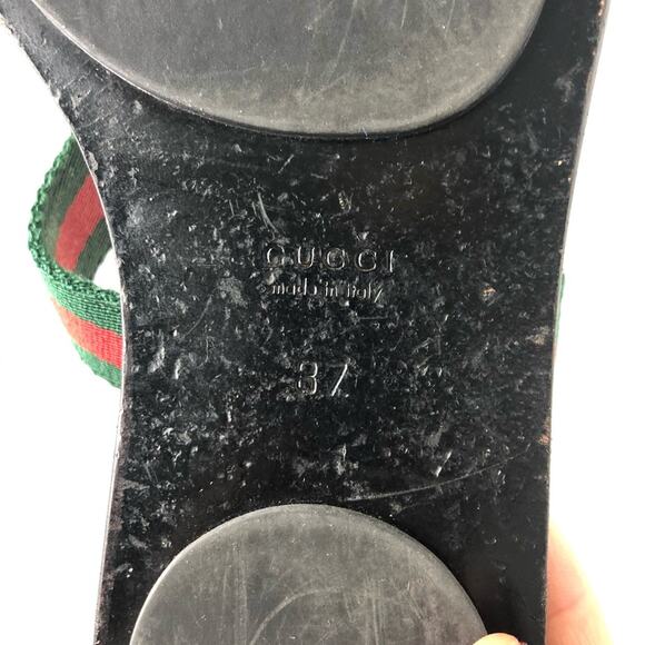 Gucci Interlocking GG Emboss Supreme Web Stripe Thong Flip Flop Sandals 37 - Picture 9 of 10